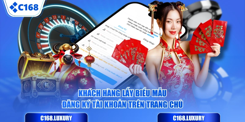 Khách hàng lấy biểu mẫu đăng ký tài khoản trên trang chủ